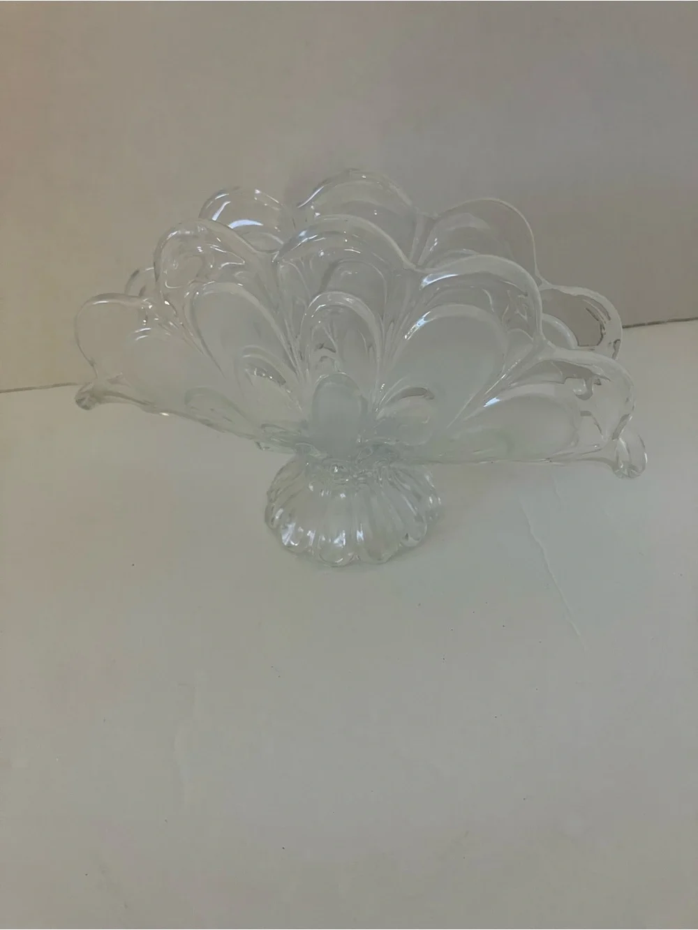 Clear Glass Pedestal Fruit Bowl - Decorative Centerpiece